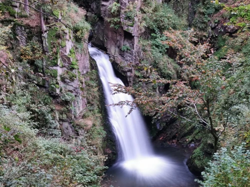 A waterfall like frozen in time.